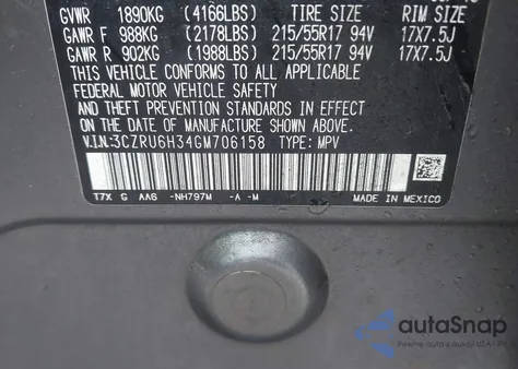 2016 Honda Hr-V Lx z USA, uszkodzony, nr VIN 3CZRU6H34GM706158